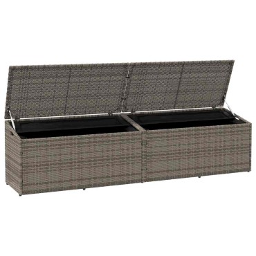 vidaXL Κουτί Αποθήκευσης Κήπου Γκρι 220x50x58cm από Συνθετικό Ρατάν 1 τεμ.