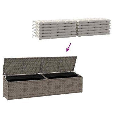 vidaXL Κουτί Αποθήκευσης Κήπου Γκρι 220x50x58cm από Συνθετικό Ρατάν 1 τεμ.