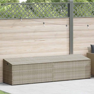 vidaXL Κουτί Αποθήκευσης Κήπου Ανοιχτό Γκρι 220x50x58cm από Συνθετικό Ρατάν 1 τεμ.
