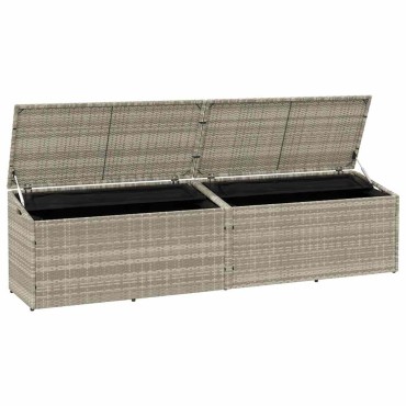 vidaXL Κουτί Αποθήκευσης Κήπου Ανοιχτό Γκρι 220x50x58cm από Συνθετικό Ρατάν 1 τεμ.