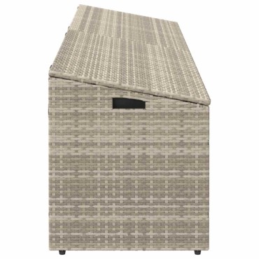 vidaXL Κουτί Αποθήκευσης Κήπου Ανοιχτό Γκρι 220x50x58cm από Συνθετικό Ρατάν 1 τεμ.