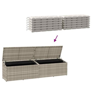 vidaXL Κουτί Αποθήκευσης Κήπου Ανοιχτό Γκρι 220x50x58cm από Συνθετικό Ρατάν 1 τεμ.