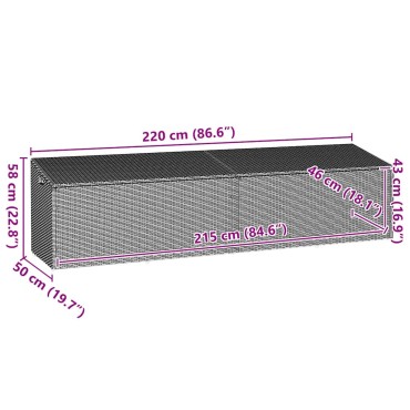 vidaXL Κουτί Αποθήκευσης Κήπου Ανοιχτό Γκρι 220x50x58cm από Συνθετικό Ρατάν 1 τεμ.