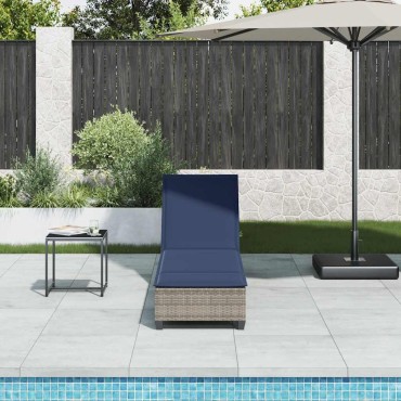 vidaXL Ξαπλώστρα με Μαξιλάρια Γκρι 55x200x25,5cm από Συνθετικό Ρατάν 1 τεμ.