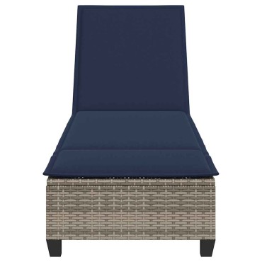 vidaXL Ξαπλώστρα με Μαξιλάρια Γκρι 55x200x25,5cm από Συνθετικό Ρατάν 1 τεμ.