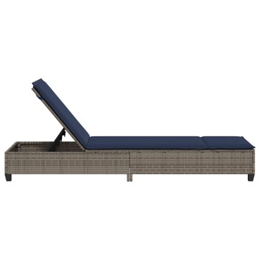 vidaXL Ξαπλώστρα με Μαξιλάρια Γκρι 55x200x25,5cm από Συνθετικό Ρατάν 1 τεμ.