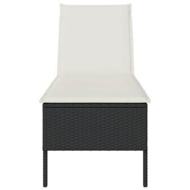 vidaXL Ξαπλώστρα με Μαξιλάρι Μαύρη 55x200x44cm από Συνθετικό Ρατάν 1 τεμ.