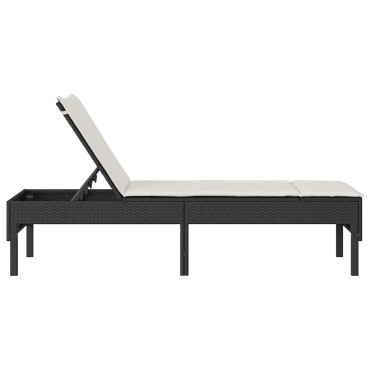 vidaXL Ξαπλώστρα με Μαξιλάρι Μαύρη 55x200x44cm από Συνθετικό Ρατάν 1 τεμ.