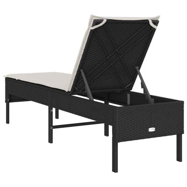 vidaXL Ξαπλώστρα με Μαξιλάρι Μαύρη 55x200x44cm από Συνθετικό Ρατάν 1 τεμ.