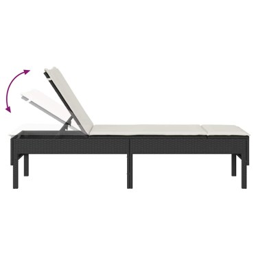 vidaXL Ξαπλώστρα με Μαξιλάρι Μαύρη 55x200x44cm από Συνθετικό Ρατάν 1 τεμ.