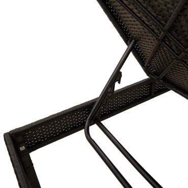 vidaXL Ξαπλώστρα με Μαξιλάρι Μαύρη 55x200x44cm από Συνθετικό Ρατάν 1 τεμ.