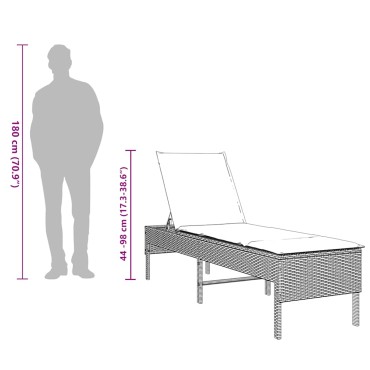 vidaXL Ξαπλώστρα με Μαξιλάρι Καφέ 55x200x44cm από Συνθετικό Ρατάν 1 τεμ.