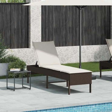 vidaXL Ξαπλώστρα με Μαξιλάρι Καφέ 55x200x44cm από Συνθετικό Ρατάν 1 τεμ.