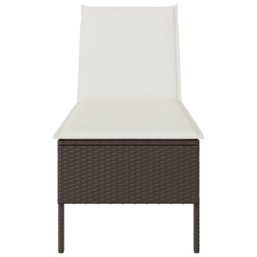 vidaXL Ξαπλώστρα με Μαξιλάρι Καφέ 55x200x44cm από Συνθετικό Ρατάν 1 τεμ.
