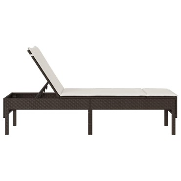 vidaXL Ξαπλώστρα με Μαξιλάρι Καφέ 55x200x44cm από Συνθετικό Ρατάν 1 τεμ.