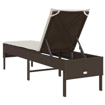 vidaXL Ξαπλώστρα με Μαξιλάρι Καφέ 55x200x44cm από Συνθετικό Ρατάν 1 τεμ.
