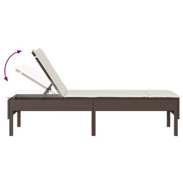 vidaXL Ξαπλώστρα με Μαξιλάρι Καφέ 55x200x44cm από Συνθετικό Ρατάν 1 τεμ.