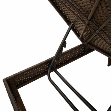 vidaXL Ξαπλώστρα με Μαξιλάρι Καφέ 55x200x44cm από Συνθετικό Ρατάν 1 τεμ.