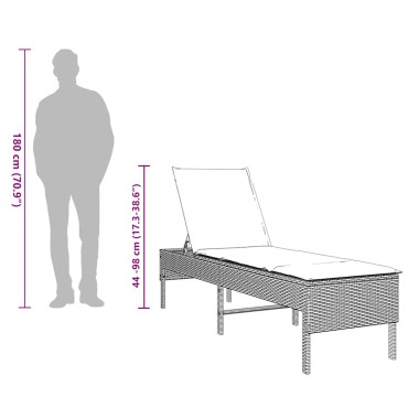 vidaXL Ξαπλώστρα με Μαξιλάρι Μπεζ 55x200x44cm από Συνθετικό Ρατάν 1 τεμ.