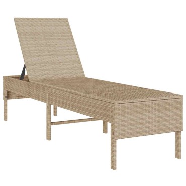 vidaXL Ξαπλώστρα με Μαξιλάρι Μπεζ 55x200x44cm από Συνθετικό Ρατάν 1 τεμ.