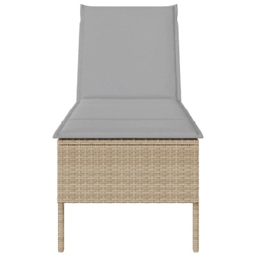 vidaXL Ξαπλώστρα με Μαξιλάρι Μπεζ 55x200x44cm από Συνθετικό Ρατάν 1 τεμ.