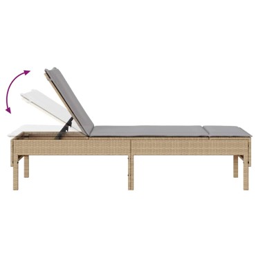 vidaXL Ξαπλώστρα με Μαξιλάρι Μπεζ 55x200x44cm από Συνθετικό Ρατάν 1 τεμ.