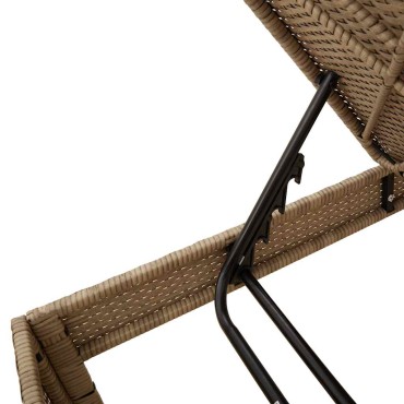 vidaXL Ξαπλώστρα με Μαξιλάρι Μπεζ 55x200x44cm από Συνθετικό Ρατάν 1 τεμ.