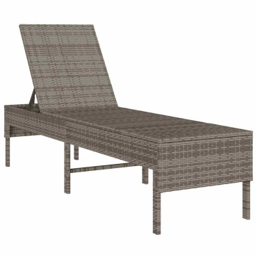 vidaXL Ξαπλώστρα με Μαξιλάρι Γκρι 55x200x44cm από Συνθετικό Ρατάν 1 τεμ.