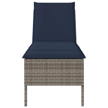 vidaXL Ξαπλώστρα με Μαξιλάρι Γκρι 55x200x44cm από Συνθετικό Ρατάν 1 τεμ.
