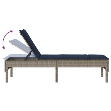 vidaXL Ξαπλώστρα με Μαξιλάρι Γκρι 55x200x44cm από Συνθετικό Ρατάν 1 τεμ.