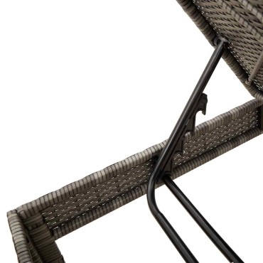 vidaXL Ξαπλώστρα με Μαξιλάρι Γκρι 55x200x44cm από Συνθετικό Ρατάν 1 τεμ.