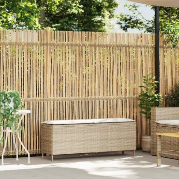 vidaXL Παγκάκι Κήπου με Μαξιλάρι Μπεζ 110x30x40,5cm από Συνθετικό Ρατάν 1 τεμ.