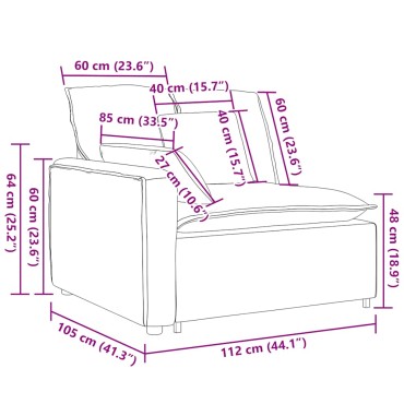 vidaXL Μονάδα Υποβραχιόνιου Καναπέ με Μαξιλάρια Γκρι Πράσινο 100 εκ.