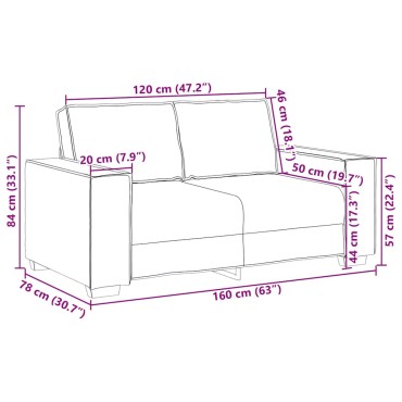 vidaXL Διθέσιος Καναπές Κίτρινος Βελούδινος 160x78x84cm