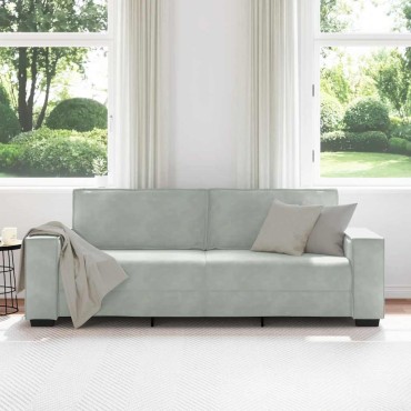 vidaXL Τριθέσιος Καναπές Ανοιχτό Γκρι 220x78x84cm Βελούδο