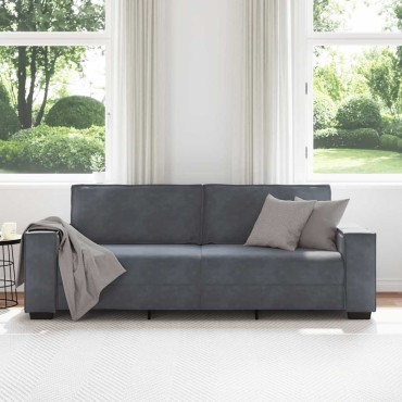 vidaXL Τριθέσιος Καναπές Σκούρο Γκρι 220x78x84cm Βελούδο