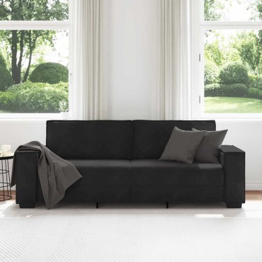 vidaXL Τριθέσιος Καναπές Μαύρος Βελούδινος 220x78x84cm