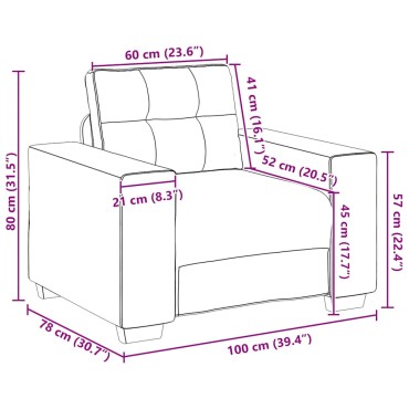 vidaXL Πολυθρόνα Καφέ 100x78x80cm Ύφασμα 1 τεμ. Γωνιακός