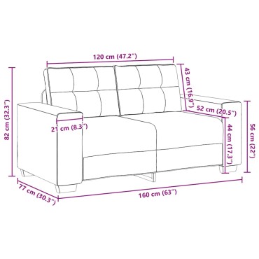 vidaXL Καναπές-Διθέσιος Σκούρο Πράσινο 160x77x82cm Ύφασμα