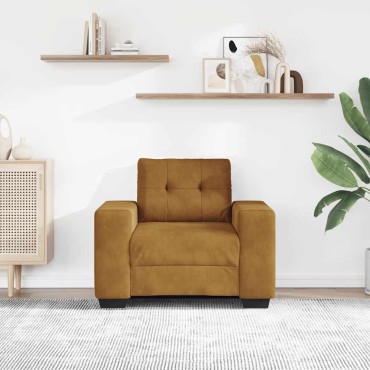 vidaXL Πολυθρόνα Καφέ Βελούδινη 100x78x80cm 1 τεμ. Γωνιακός