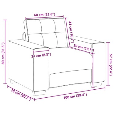 vidaXL Πολυθρόνα Καφέ Βελούδινη 100x78x80cm 1 τεμ. Γωνιακός