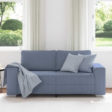 vidaXL Διθέσιος Καναπές-Ρολόι Μπλε 180x77x82cm από Ύφασμα Κοτλέ