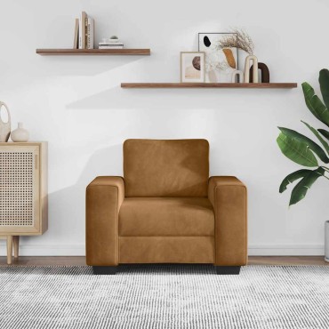 vidaXL Πολυθρόνα Καφέ Βελούδινη 100x77x82cm 1 τεμ. Γωνιακός
