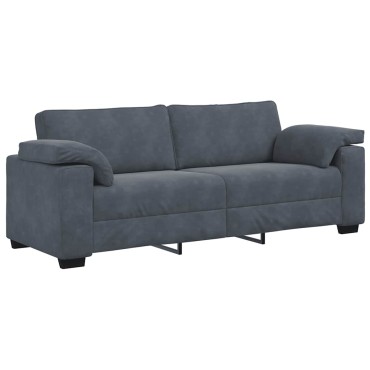 vidaXL Τριθέσιος Καναπές Σκούρο Γκρι 220x77x82cm Βελούδο