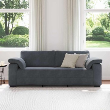 vidaXL Τριθέσιος Καναπές Σκούρο Γκρι 220x77x82cm Βελούδο