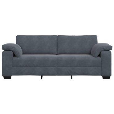 vidaXL Τριθέσιος Καναπές Σκούρο Γκρι 220x77x82cm Βελούδο