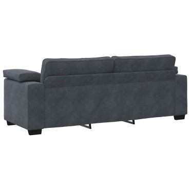 vidaXL Τριθέσιος Καναπές Σκούρο Γκρι 220x77x82cm Βελούδο