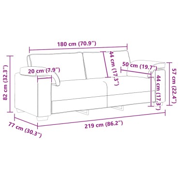 vidaXL Τριθέσιος Καναπές Σκούρο Γκρι 220x77x82cm Βελούδο