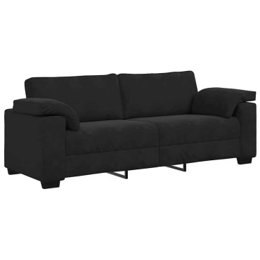 vidaXL Τριθέσιος Καναπές Μαύρος Βελούδινος 220x77x82cm