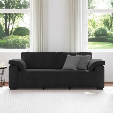 vidaXL Τριθέσιος Καναπές Μαύρος Βελούδινος 220x77x82cm
